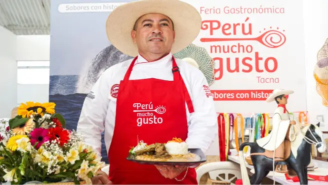 Participante en feria gastronómica Perú, Mucho Gusto edición Lima 2026 promoviendo la cocina peruana