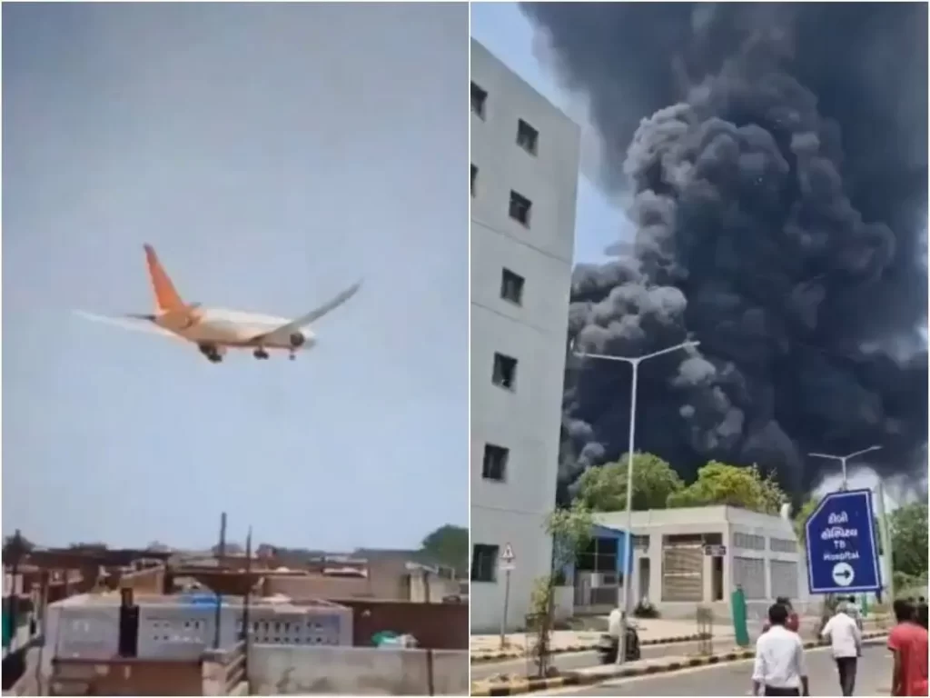 momento donde el avión se estrella y cómo quedó en en accidente de avion en India