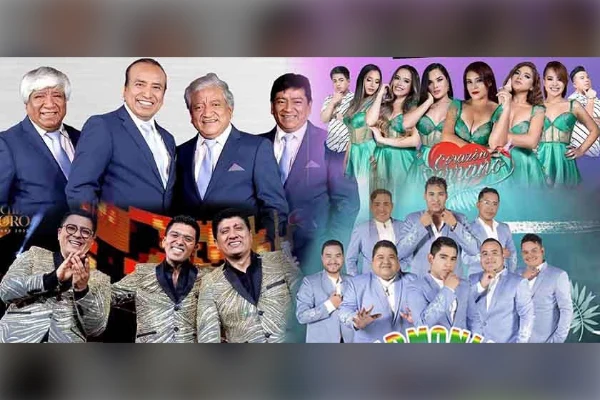 Collage de grupos de cumbia peruana